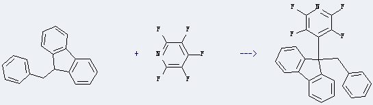 9H-Fluorene,9-(phenylmethyl)- can be used to produce 4-(9-benzylfluoren-9-yl)tetrafluoropyridine with pentafluoro-pyridine.